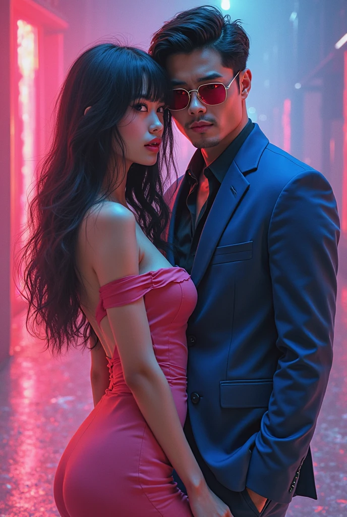 Create a poster for fashion competition or fashion festival with man and woman 