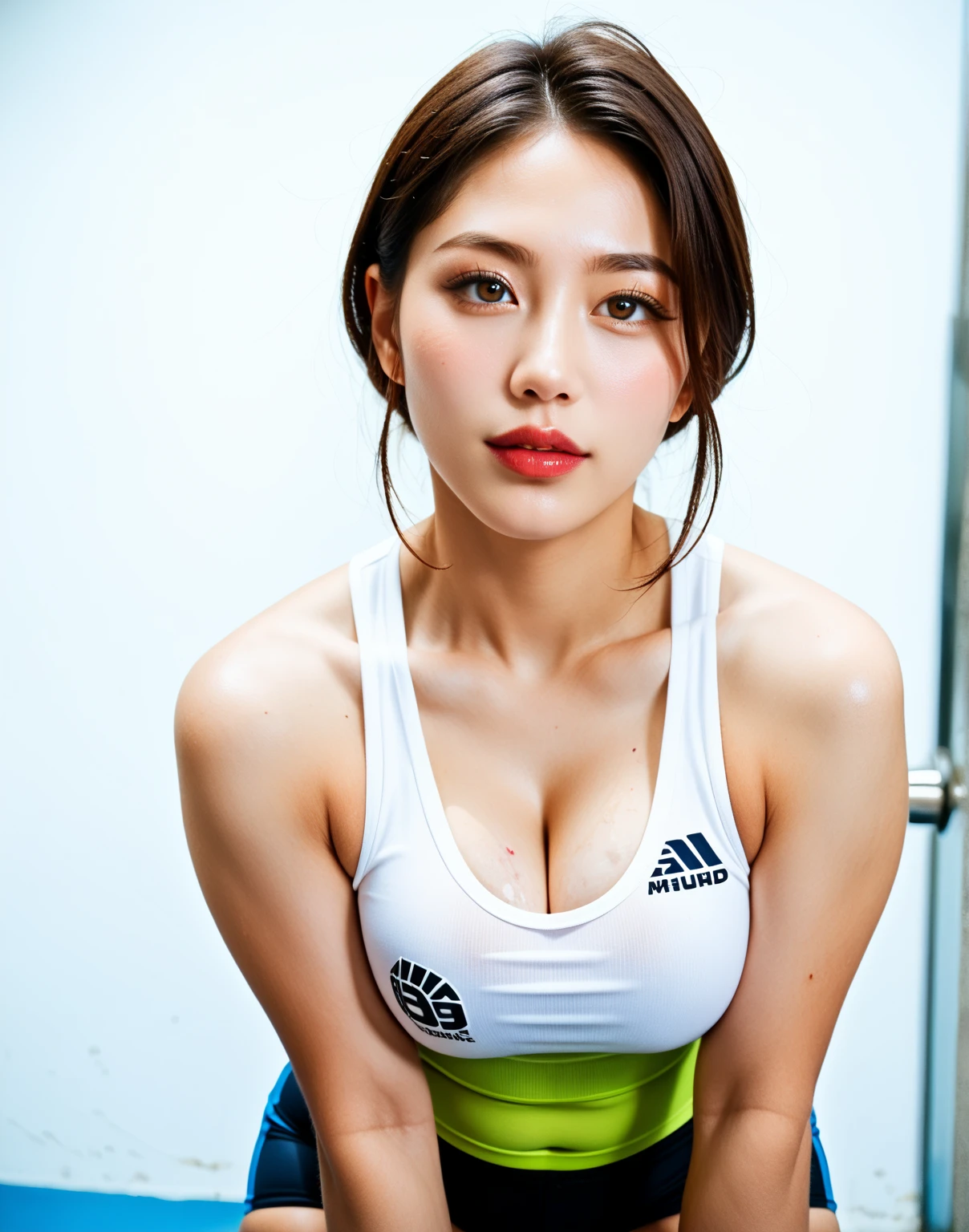 「Shining on the court、The beautiful volleyball player's smile is dazzling。Her gorgeous play and cute expression are a perfect match.。」