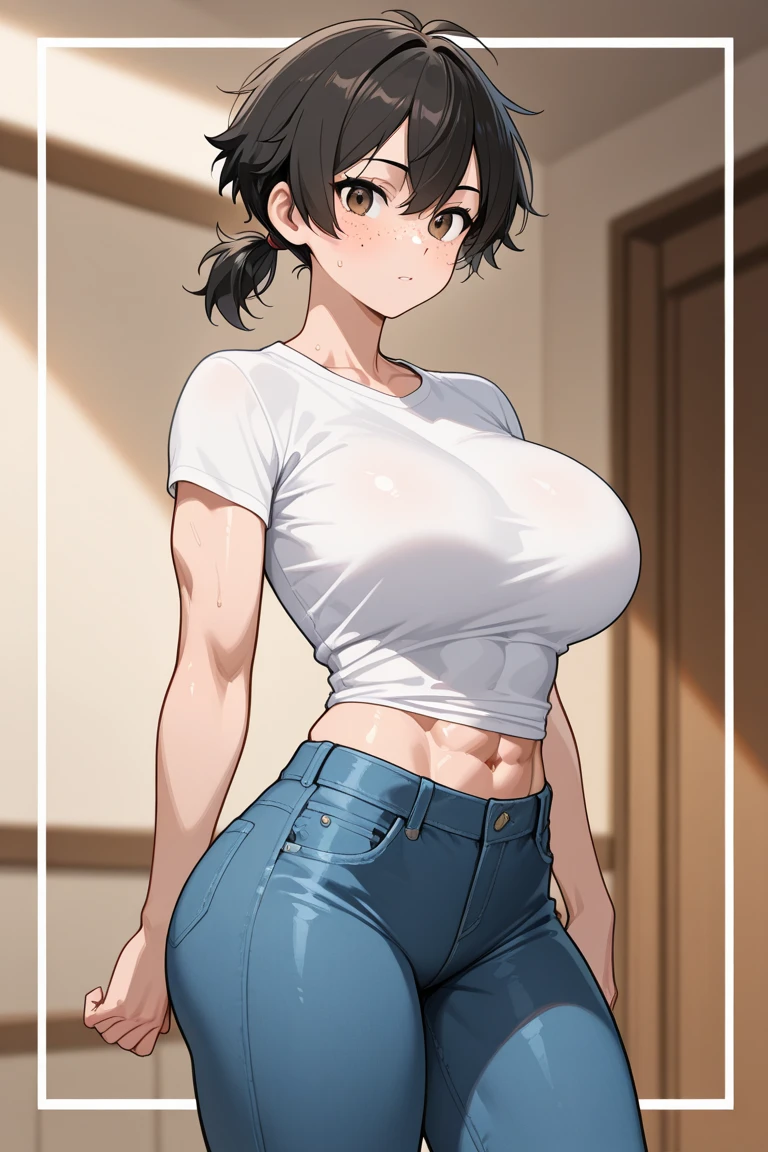 (highest quality:1.2),(perfect beautiful face:1.2),(perfect and beautiful posture:1.2), Sweaty instructor with smelly armpits, (short cut hair:1.2), (thick eyebrows:1.0), (sweaty body:1.2), (Underarm odor:1.3)