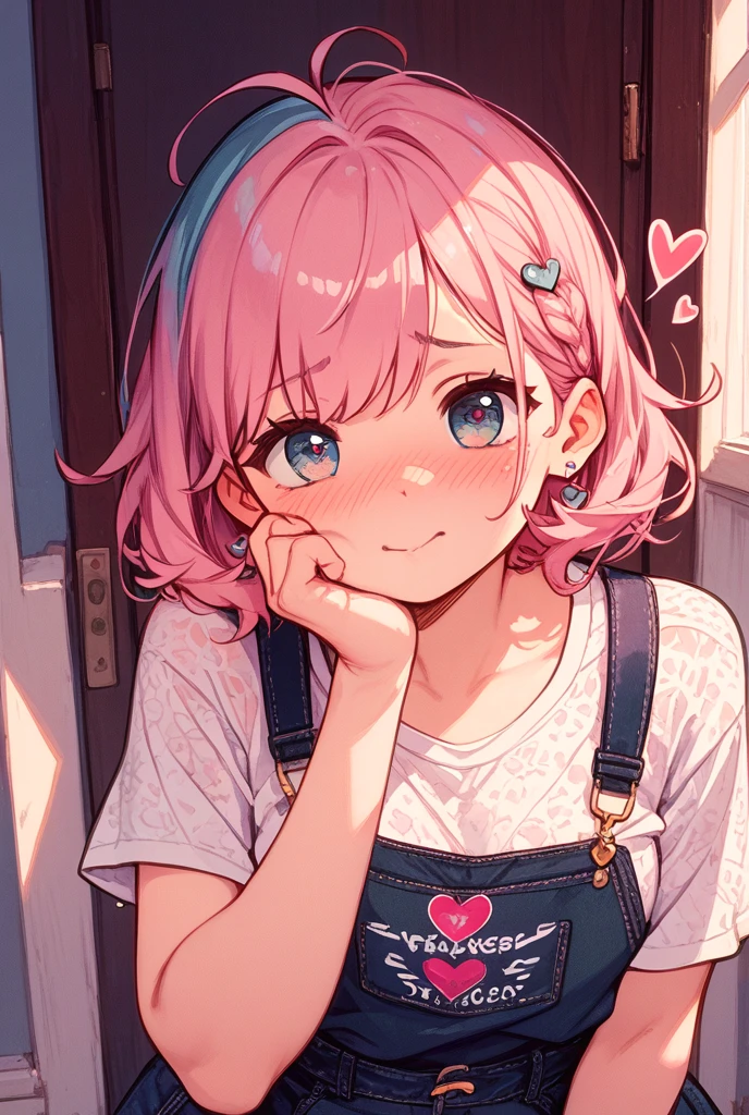 Young teenage girl with pink hair