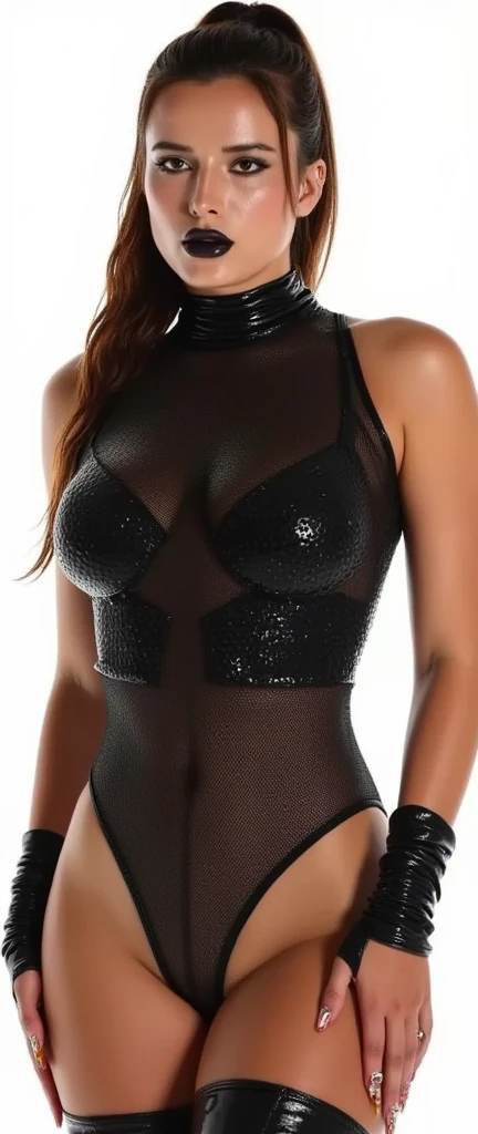 ((obra maestra)), ((highest resolution)), (Margot Robbie:Morena Baccarin:0.5), ((detallado skin texture)), ((cara de alto detalle)), Sonrisa seductora, Encaje parcialmente transparente alto detalle hundimiento bodycon bodysuit,  (foto realista), (Mejor calidad), (detallado), Tomada con una Canon EOS R5, lente de 50 mm, F/2.8, HDR, (8k), (fondo de pantalla), (cinematic lighting), (dramatic lighting), (Sharp focus), (intrincado), foto cruda, posing for the camera, 8k UHD, alta calidad, film grain, por Craig Morey