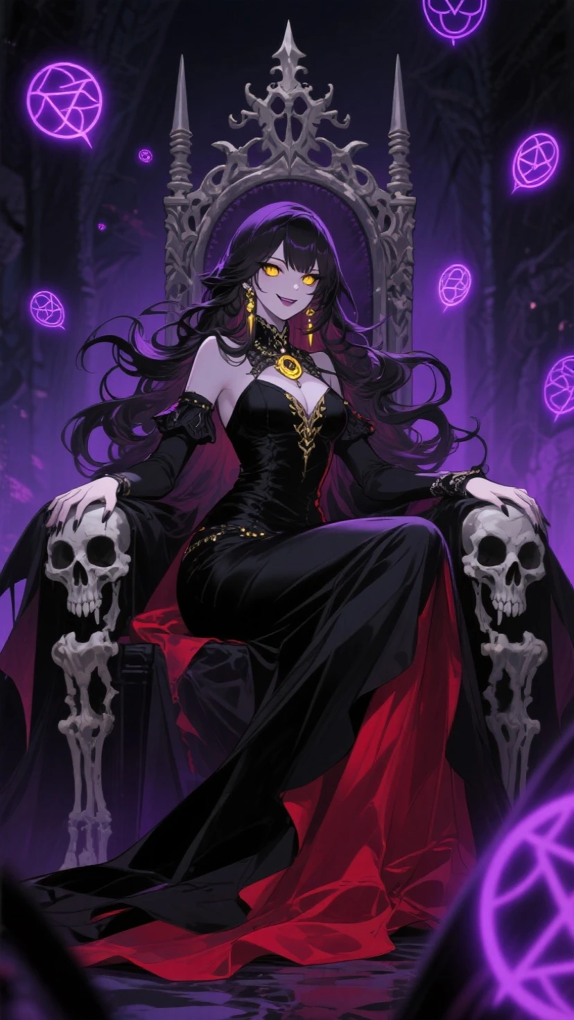 Undead Lady、King、Horror Style、magic、Throne、King、4K、High quality、dark、grotesque、Skull
