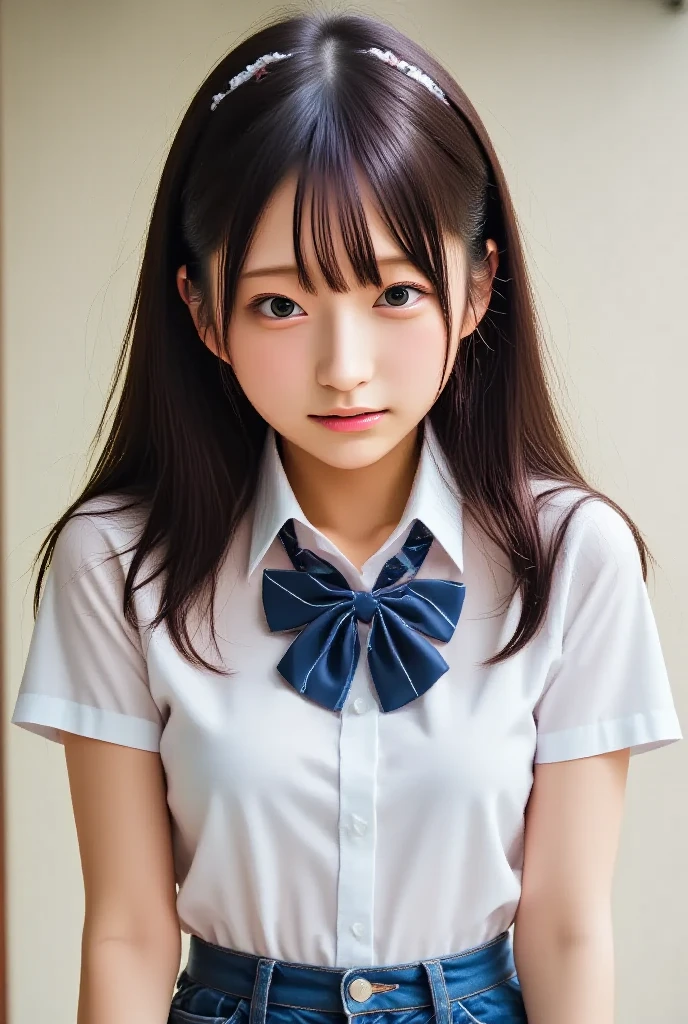 ((highest quality)), ((masterpiece)), (be familiar with), perfect face french perfect beauty perfect french beauty face Perfectly proportioned French girl around 12 years old。girl around 12 years old Sexy elementary school student around 12 years old A bewitching elementary school girl around 12 years old A girl around 12 years old with huge breasts and super straight long black hair who looks like an idol.。 Super straight long hair that reaches down to her waist very detailed hair very dense skin Neat bangs Bangs are Hime cut. Perfect body. big big tits
She is studying seriously in the window seat in the classroom.。I have a pencil。I'm thinking too much and I'm pulling my side hair over my ears.。That gesture is super cute。she looks serious。
