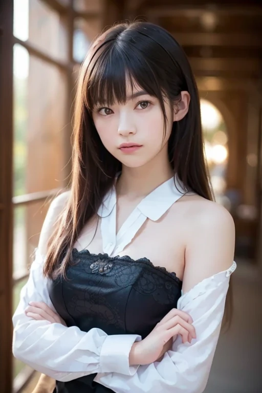 masterpiece、1 beautiful girl、(reality:1.4)、Japanese、Asian Beauty、so beautiful、Beautiful Skin、thin、(Upper Body)、(超reality的な)、(High resolution)、(8K)、(Very detailed)、(finelyて美しい目)、(Very detailedな)、Big eyes、Brown eyes、Long eyelashes、Detailed face、Gloss Lip、Bright lighting、Professional Lighting、Looking at the camera、(masterpiece:1.2)、Very detailedな、超High resolution、(reality的な、photo reality的な:1.37)、High resolutionRAWカラー写真、Professional photos、Very delicate and beautiful、Very detailed、finely、Large file size、Very detailed beautiful girl, very Detailed face、Very detailed eyes,Very detailed skin, Very detailed nose,Very detailed mouth,Perfect ???????、Very detailed背景、(Highest quality,4K,8K、High resolution、masterpiece:1.2),Very detailedな、(reality的な,photo
reality的な,photo-reality的な:1.37)、Full body portrait、1 Girl、Perfect hourglass illustration、outstanding features、Mystical Eyes、White Leather Jacket、Black Leatherwear、Shy Smile、Black hair straight、Looking at the audience、Big Breasts:1.4、Written boundary depth、High resolution画像、Showing cleavage:1.3