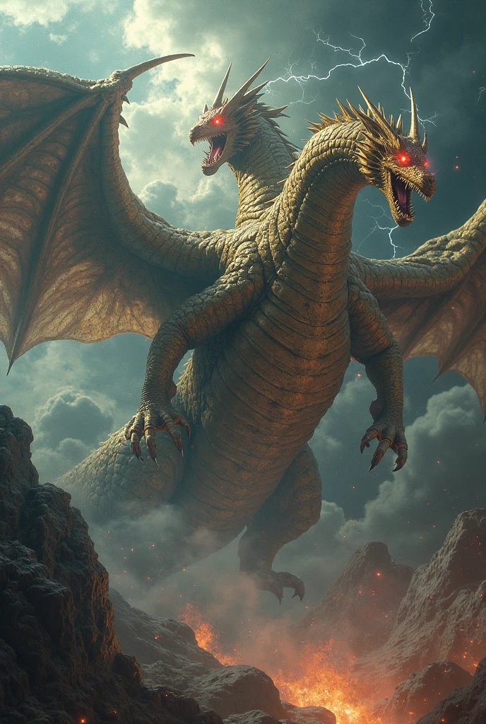in front of planet earth, huge snake, huge wings, third eye on forehead, armored body, open mouth, burning red eyes