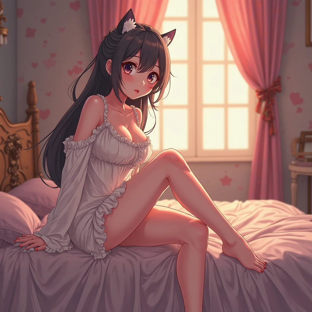 Fat sexy goth chubby bunny girl anime big thighs big belly, мастурбирует 