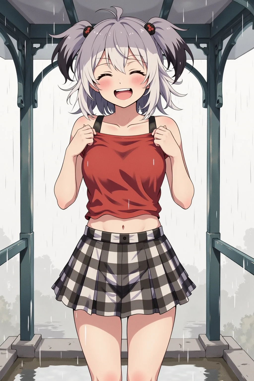 (8K、Highest image quality、highest quality、masterpiece)、detailed face、((1 baby girl))、braid silver hair、long hair、blunt bangs、red eyes、evil smile、((grin))、((small breasts))、((see through Colored camisole))、red school bag,minimum skirt、((black pleated skirt))、((micro skirt lift)、cowboy shot、((street background)),((see through)),((nipples)),((nipples visible)),((squatting)),((spread legs)),((wet)),((show off inside skirt)),(cameltoe),(((loli))),(loli girl),pussy juice,hand to penis,grab the penis,hand to penis,touch the penis,tekoki,Exposure,pussy juice,wet pussy,cum,penis into mouth,kiss to the penis,Licking penis,mmf Double Handjob,cum,semen,sperm,bukkake,cum on ,((penis ejaculates semen)),(((ejaculates semen))),day time,city,crowded street,school backpack,