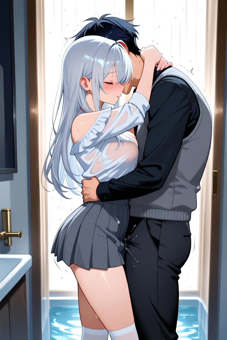 (girl,Fat middle-aged man:1.2)、(High School Uniform)、blush、French kiss、(hug)、(Big Breasts:1.2)、Very detailed、High resolution、4K、masterpiece、High resolution、(tears:1.8)、(rape)、Straddle a man、(Sex:1.3)、(Grin)、Knee socks、(Side view)、(Kneeling)