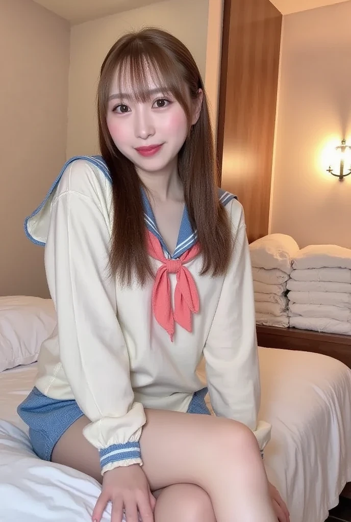 Kigurumi Costume Pajamas、Sexy Big 、A cute 15-year-old girl with a sexy and cute look, beautiful and sexy face、A strong wind blows my hair in front of my face、With straight blonde hair、beautiful, Cute and sexy eyes hidden behind long bangs、Costume pajamas