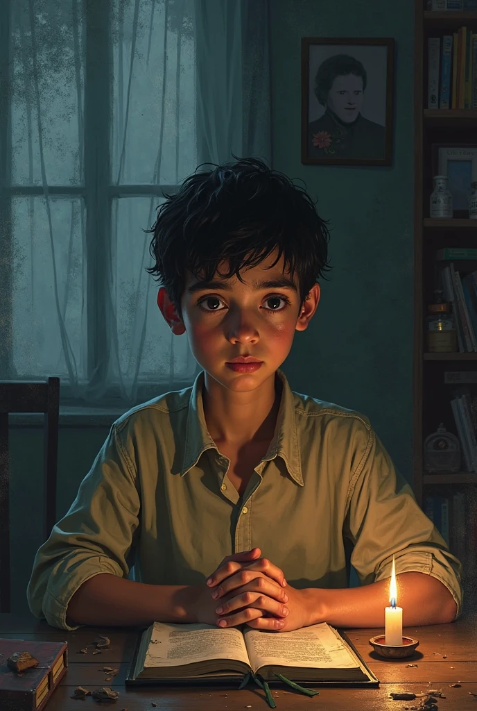 A boy listen some mysteries voice and seen