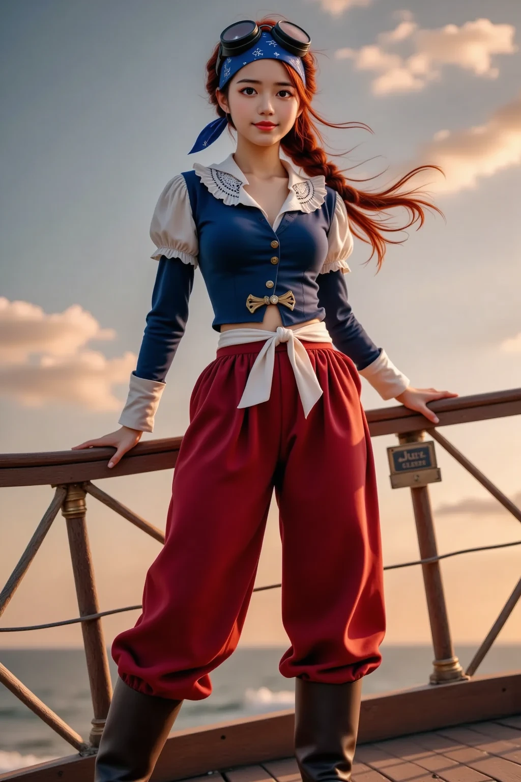 A red-haired girl wields the Heavy Thrusting Swords from within the Elden Ring in a reverse grip.