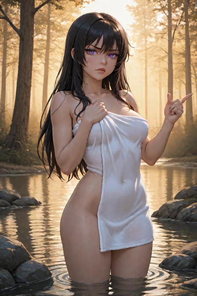 Masterpiece, Beautiful art, professional artist, 8k, shy expression, very detailed face,1 girl, completely naked, view from the front ass, kneeling, BIG BREASTS, perfectly drawn naked body, pale skin, shy expression, beautiful face, long black hair, 4k eyes, very detailed eyes, pink cheeks, choker:1.6, Sensual Lips, show details in the eyes, dark forest, Atmosphere, fog, At night