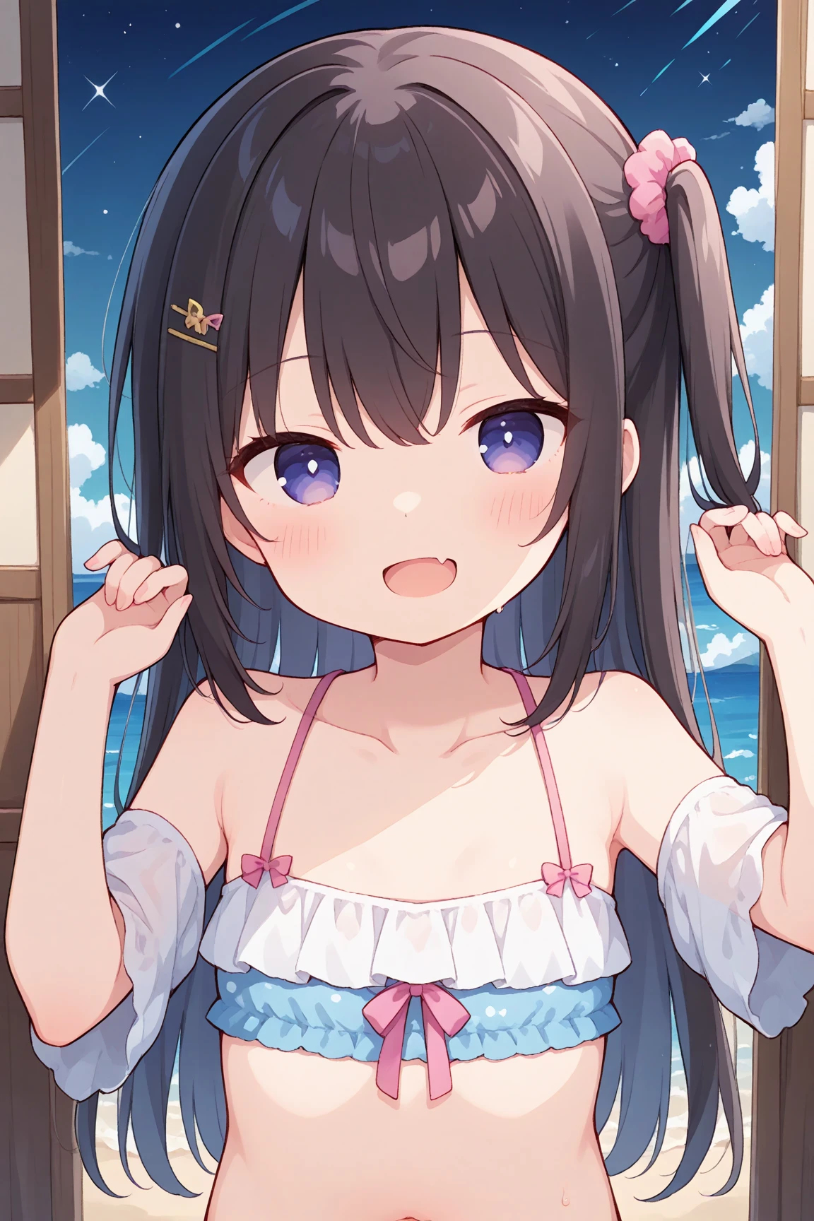 actor、ちいさなスーパーIdol、Shy person、Sunburned skin、(10歳のgirl)、(Swimming in the sea)、(School uniform)、(See-through uniform)、(laughing)、((Highest quality、8K、masterpiece:1.3))、girl、White Dress:1.1、かわいいgirl、Primary school students、若いgirl、(Flat Chest)、(Small breasts)、(((Acup)))、bust75centimeter、Idol、Droopy eyes、yellow、Small and delicate body、slender、Ultra detailed face、(Big eyes:1.2)、Make your eyes clearer、double eyelid、Ultra-high resolution、、Wide forehead、No makeup、Realistic eye and facial details、Perfect teeth alignment、Perfect Eyesと完璧な口、スクールSwimwear、Bloomers、1 person娘、Gravure pose、ponytail、charm、髪をかき上げながら笑顔でWink、Beach、mini skirt、gold、Beautiful Supermodel、black eye、Wink、Swimwear、Bikini、slender、(Acup)、Fairy、ballerina、Shiny satin fabric、Pool、Perfect Face、Perfect Eyes、Narrow waist、ribbon、beautiful girl、(short hair)、ribbonの髪飾り、Garter Ring、マイクロBikini、(masterpiece)、Beautiful Face、、Beautiful Eyes、Black Hair、very cute、8 Life-size、解像度、elegant、Approaching Perfection、A stunningly beautiful 10-year-old girl(1 person:1.1)、Ultra-high resolution、Highest quality、Small round face、Big eyes、Highly detailed face and eyes、slenderの、Thin thighs、Slimming your legs、