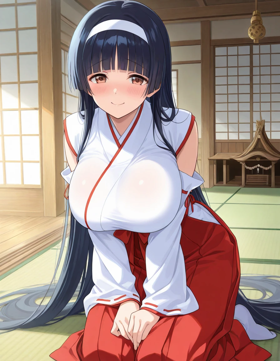 (Night:1.7), east asian architecture, 
sitting at attention,sitting on Tatami,
White_kimono,
black_hair, long_hair, hair_pulled_back,parted_lips,purple_eyes, braid,
1 girl, Manga,20yo,mature female,Beautiful Finger,Beautiful long legs,Beautiful body,Beautiful Nose,Beautiful character design, perfect eyes, perfect face,
looking at viewer,(innocent_big_eyes:1.0),(Light_smile:1.0),
official art,extremely detailed CG unity 8k wallpaper, perfect lighting,Colorful, Bright_Front_face_Lighting,
(masterpiece:1.0),(best_quality:1.0), ultra high res,4K,ultra-detailed,
photography, 8K, HDR, highres, absurdres:1.2, Kodak portra 400, film grain, blurry background, bokeh:1.2, lens flare, (vibrant_color:1.2)
(Beautiful,gigantic_Breasts:1.4), (beautiful_face:1.5),(narrow_waist),(cleavage cutout:1.4),(1boy Holding hands:1.4),