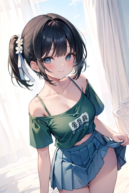 ((Best Quality, 8K, Masterpiece: 1.3)), 1girl, Slim Abs Beauty: 1.3, (Hairstyle Casual, ), Dress: 1.1, Super Fine Face, Delicate Eyes, Double Eyelids, Smile, Home, Suspenders, Shorts, Tank Top