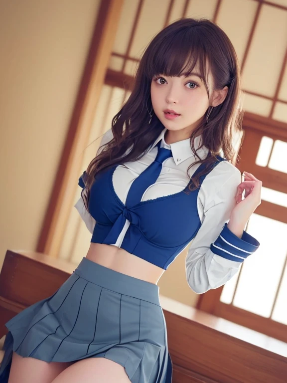 No sleeve　tight sailor suit　　knee high　Very short miniskirt with a 5cm rise　twin tails　choker　standing position　Her chest is open and she has heart-shaped stickers on her nipples.　Tight clothes　Long gloves　A miniskirt with a skirt at the waist and a rise of 5cm or more
