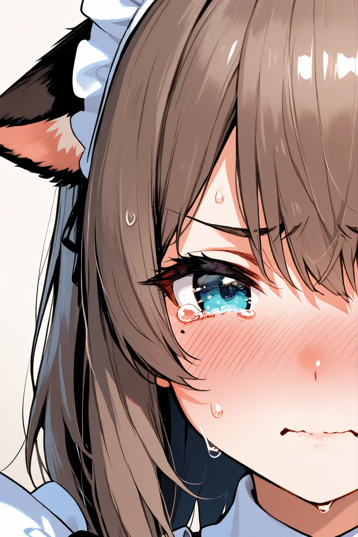((masterpiece, best quality)), high resolution,ultra detailed,8k,16k,detailed background, perfect lighting,detailed beautiful eyes, 1girl,nsfw,embarrassed,blush,show off breast,look at viewer,(pov:1.4),1boy,1penis,(deep fellatio,hetero:1.4),:>=,(penis in mouth,oral sex),face focus,portrait,(steam,sweat,from above,from front,cum in mouth:1.2),provocative eyes,fisheye lens,tear,
,kawaii,teenage,short stature,short body,medium breast,nicenature,
nicenatureuniform,brown hair,gray eyes,short twintail,seaside beach,sky
