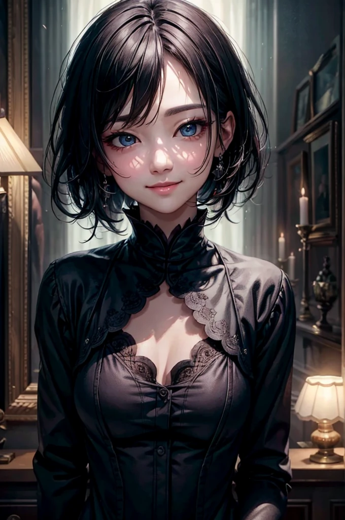 A beautiful woman with short hair
