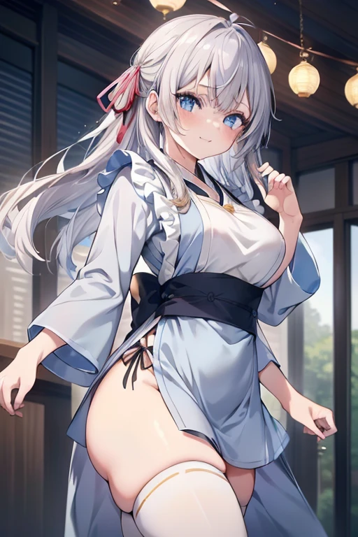 mononobe no futo, One Woman, Long sleeve, Sleeves edged with ribbon, Gray Hair, blue eyes, Proud face,
Underbust, Large Breasts,Butt,Thighs,Plump,milk,Underarm,vapor,Jump,Low Angle,Please spread it with your hands,No underwear,Big nippleilk噴射