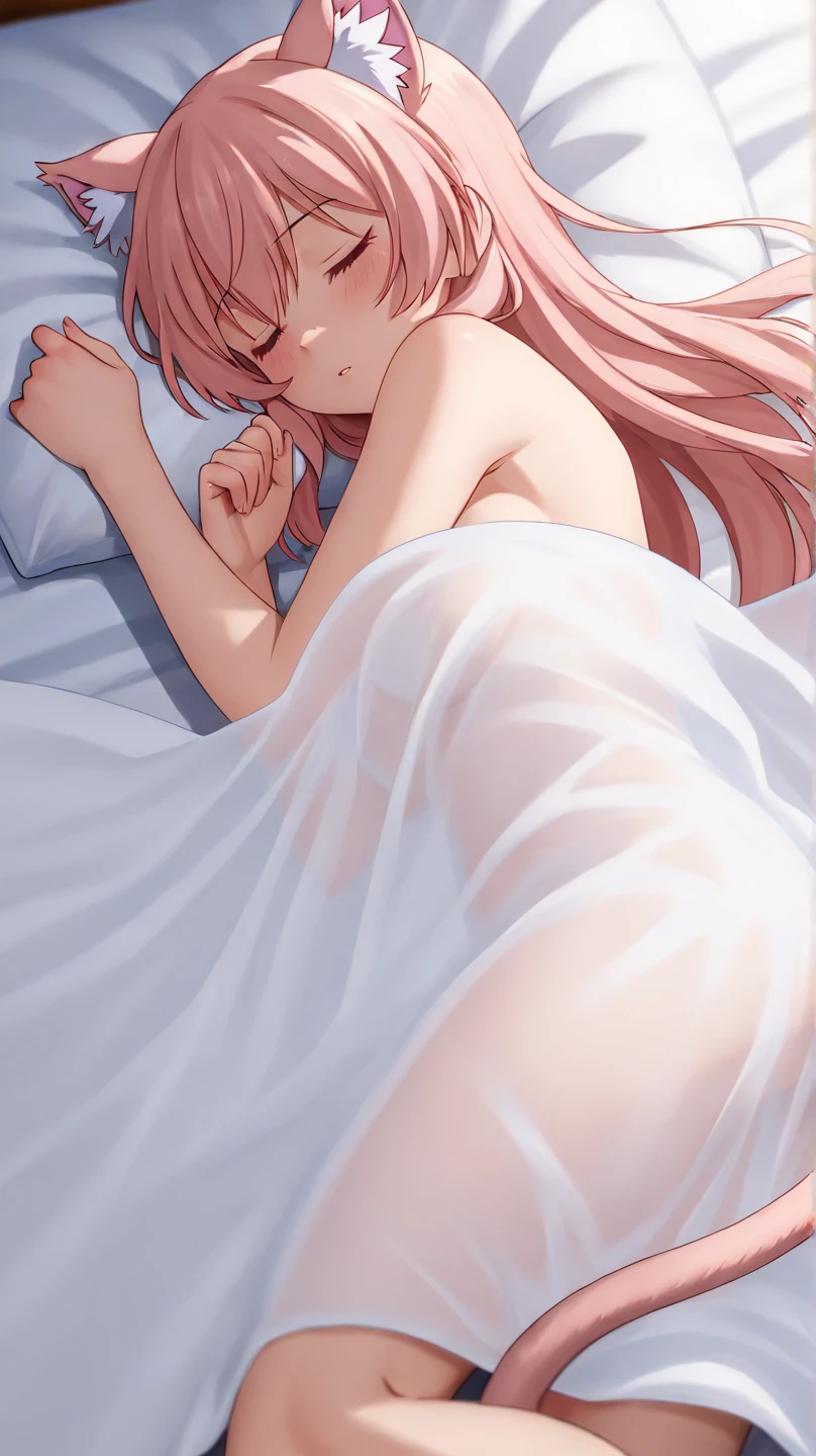 Akatsuyama Mizuki,on the bed,Lying down,Pubic area is visible,Not wearing panties,masuter piece,masterpiece,8K,(I'm sweating),(splatters of white liquid all over the body,),Slimed, ighly detailed,top-quality,The nipple is visible,Clothes are torn