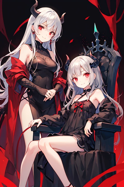 one pregnant anime girl with white hair and red eyes, chained and laying on a bed. Sad. breast feeding
