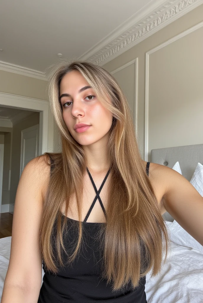 portrait head_shot, S466_LynaPerez, wearing white full-length_t-shirt, eyes, at home