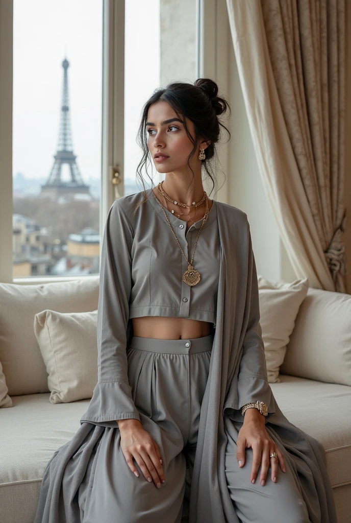 Young Moroccan housewife, chubby, moroccan pyjama, short clothes, celebrations, messy hair, jellaba, glossy, garden, Eid adha, sheep, caftan, soft skin, glossy lips, small waist, sweat,