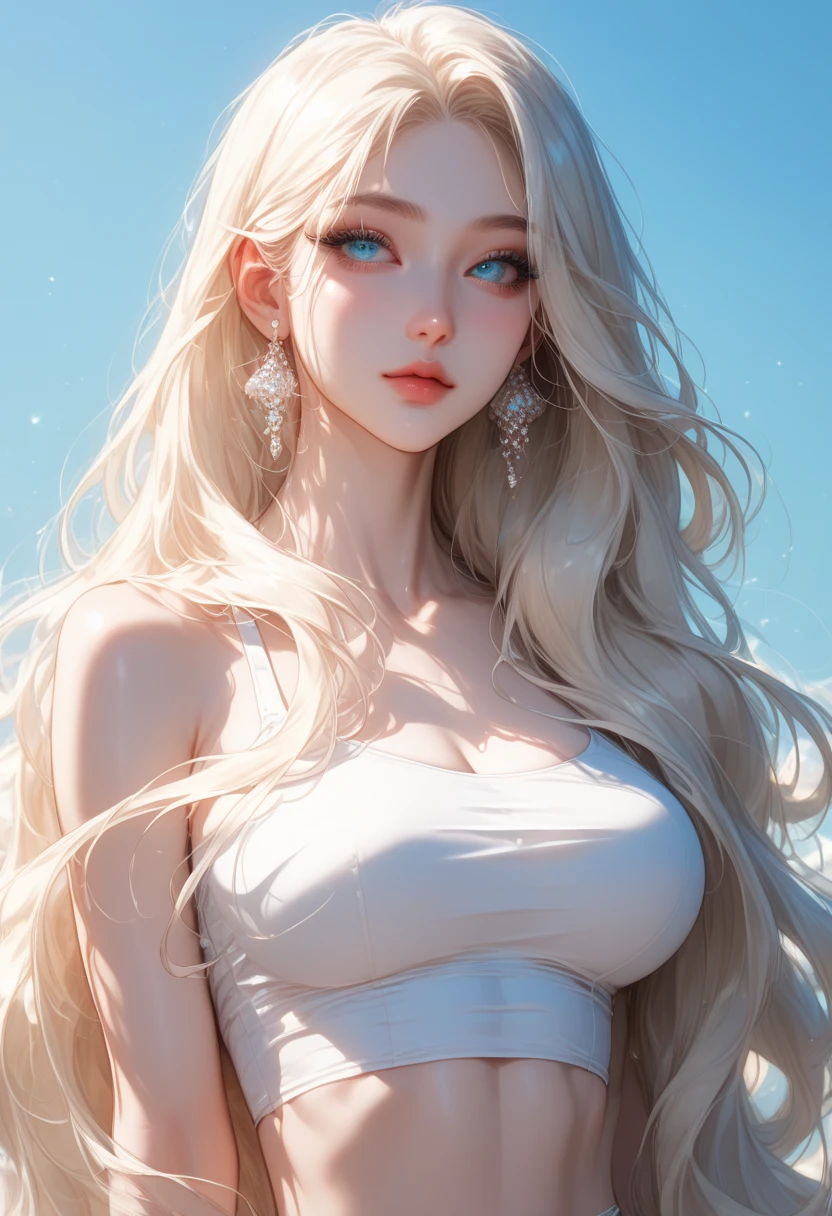 Blonde angel girl, Teenage face, long curly hair, blue eyes, bright white wings, well endowed, big tits, round ass, dressed in an open ethereal white dress, with the tits out, squatting with legs apart, showing her shaved vagina, sweet and heavenly expression, heavenly environment with clouds and golden light, peeing, NSFW