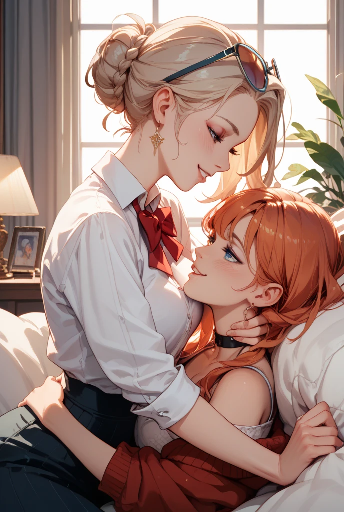 {{XL comic}},{{takamichi style}},アニメ,2girls,{{Pansy Parkinson,small breasts,blonde hair}},{{Hermione Jean Granger,small breasts,red hair}},Breast Matching,Scramble,grabbing breasts,in secret room,blurry dark background,grabbing nipples,grabbing cheek,riding,mouting position{{black witch cosutume}}