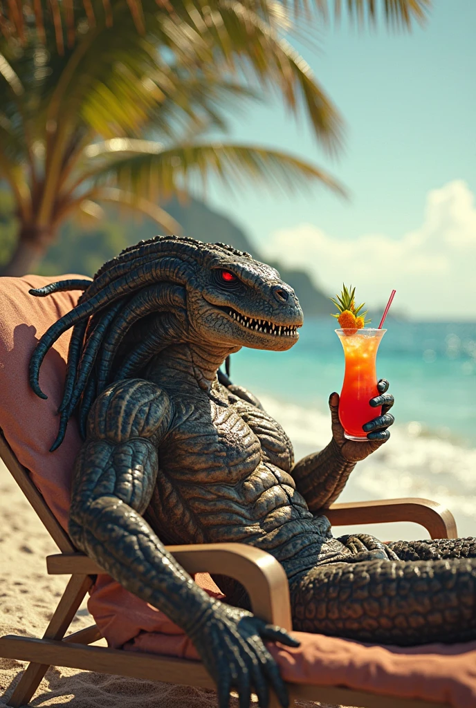 score_9, score_8_up, score_7_up
a ((ruined city)), vines on buildings, post apocalyptic setting, a lizard is drinking a cocktail while leaning on a sun chair, holding cocktail, wearing sunglasses, leaning back, overgrown vegetation, sunny day, cinematic lighting, ((distant city ruins in the background))