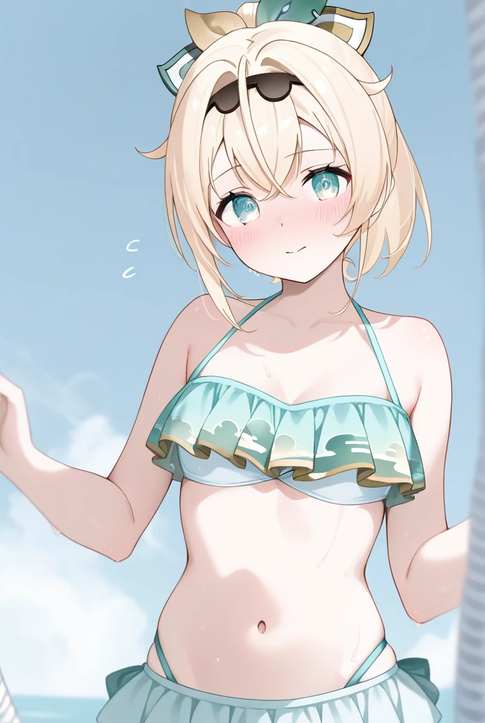 masterpiece, best quality, extremely detailed, 2Girls, short, boyish, short hair, (((very small tits))), (Boys Swimwear) ,ocean, beach, sand, rocks,blush,
