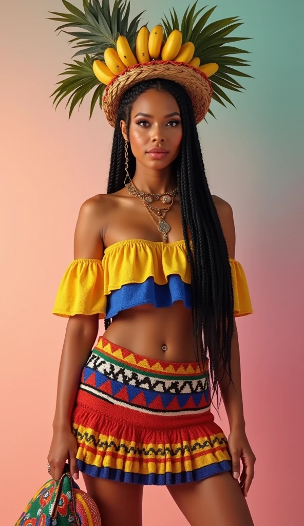 criar Mariana Davalos em Fotografia de corpo inteiro da obra mais bonita do mundo, uma linda mulher africana em trajes Complexoos queimando no deserto, rainbow colors, art-station, CGSetnation, Complexo, High detail, Clear focus, Dramatic, realistic pictorial art trends Greg Rutkovsky