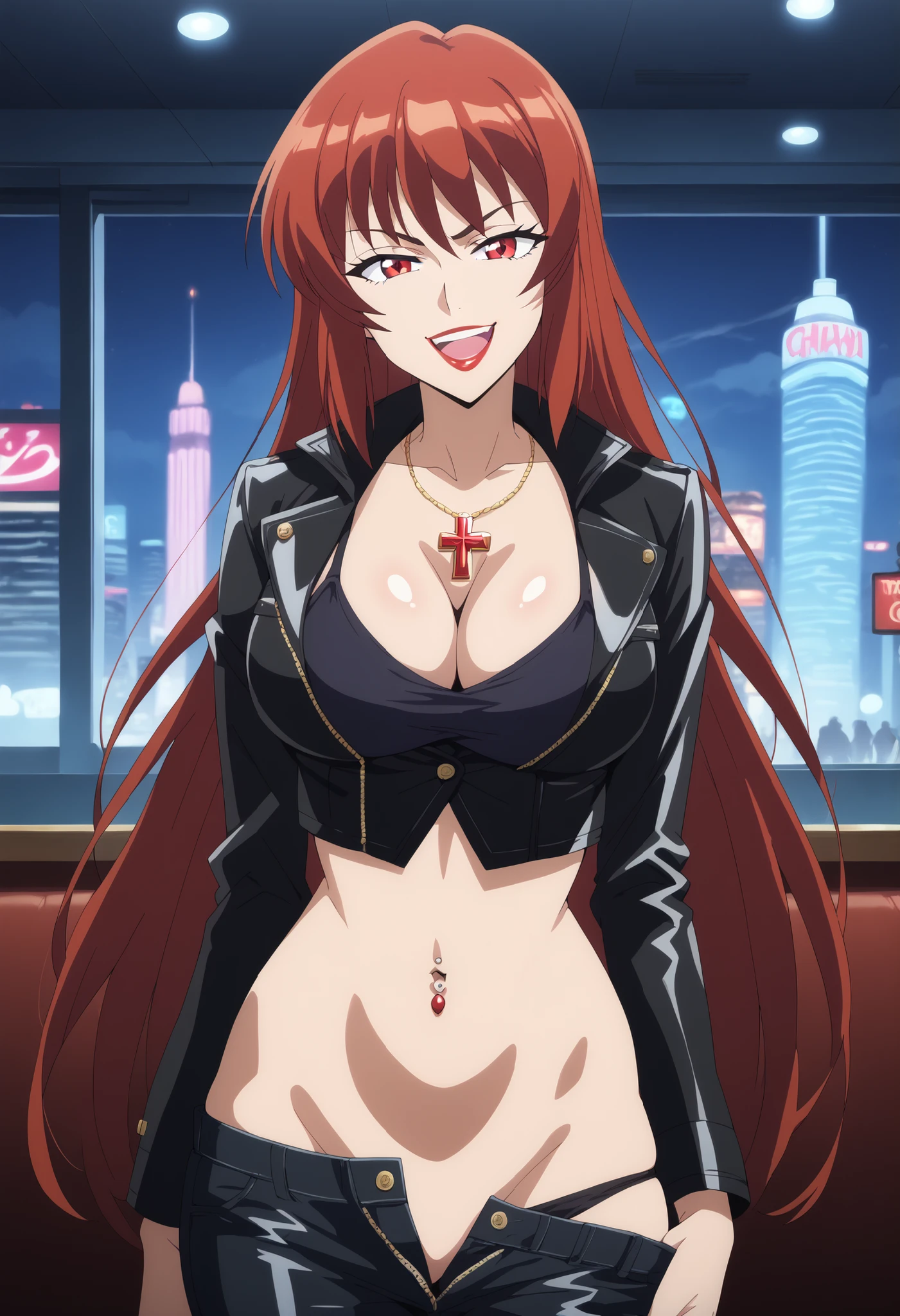 anime screencap,
1girl, (((bimbo))),(hoop earrings, puffy lips, painted lips, thick lips.:1.2) (( (wide hips:1.2), thick thighs, bursting breasts
( pantyshot, black panties, sexy panties, lingerie, garters) (tight skirt)
Nightlife, Night city, Cyberpunk city, futuristic cityscape. Neon lights, (skyscraper:1.1), Tokyo tower, palm tree, cloth sign, ramen stall, night club. bright city lights, exotic car. alcohol, bar, ramen, soup stall ,alcohol bottles, huge breasts, sagging breasts, ((crowded background)), ((Paparazzi)), detailed sky, cloudy sky