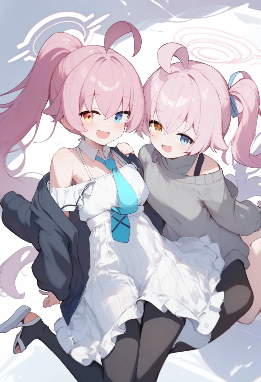{{2 girls}},masterpiece, best quality, very aesthetic, absurdness, cowboy shot, Lovely, Hoshino Takanashi(blue archive) and Hina Sorasaki(blue archive) sitting on the couch