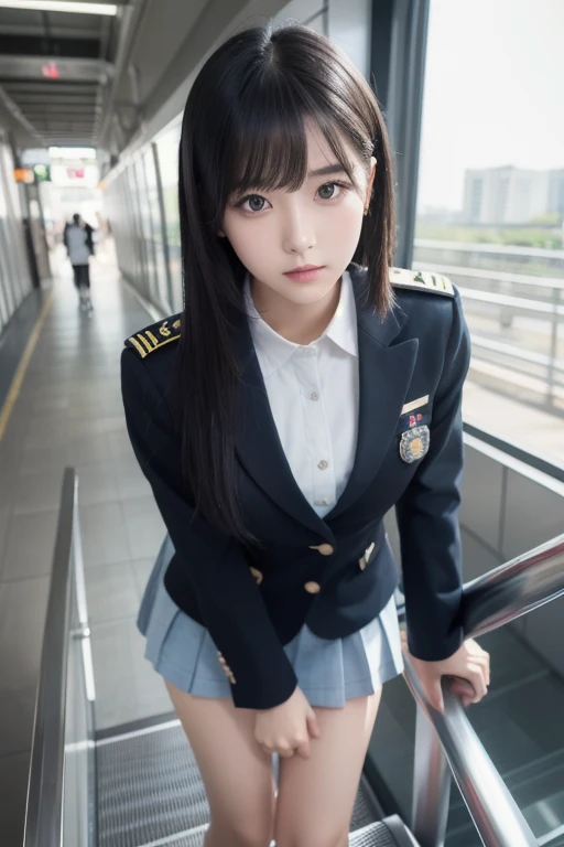 star、Supermodel、Perfectly built、Muchimuchi、Three girls are looking at the viewer、girl、、Knee socks、Beautiful legs、、cyber punk、headphone、A kind smile、seen by girls、Innocent face、Military uniform lolita