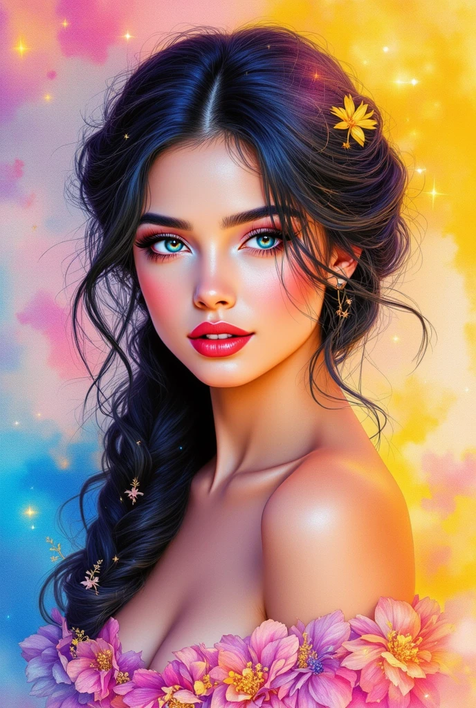 splendidly beautiful girl in the dark, glare eyes, dark hair, shining skin,
bright flowers around the face, something mystical and majestic, magie, sparks from the skin and around, very dark, just light neon light, splendid, enchanting, work of art, high qualiy, details Intricate, high détail , lot of details, dynamic, details Intricate, Bohemian, aesthetics, contour, close up, high qualiy, Artwork, 超detailded, proffesional, filigreed, superdetailed, Hyper-Realism, close up, isometric, digitl art