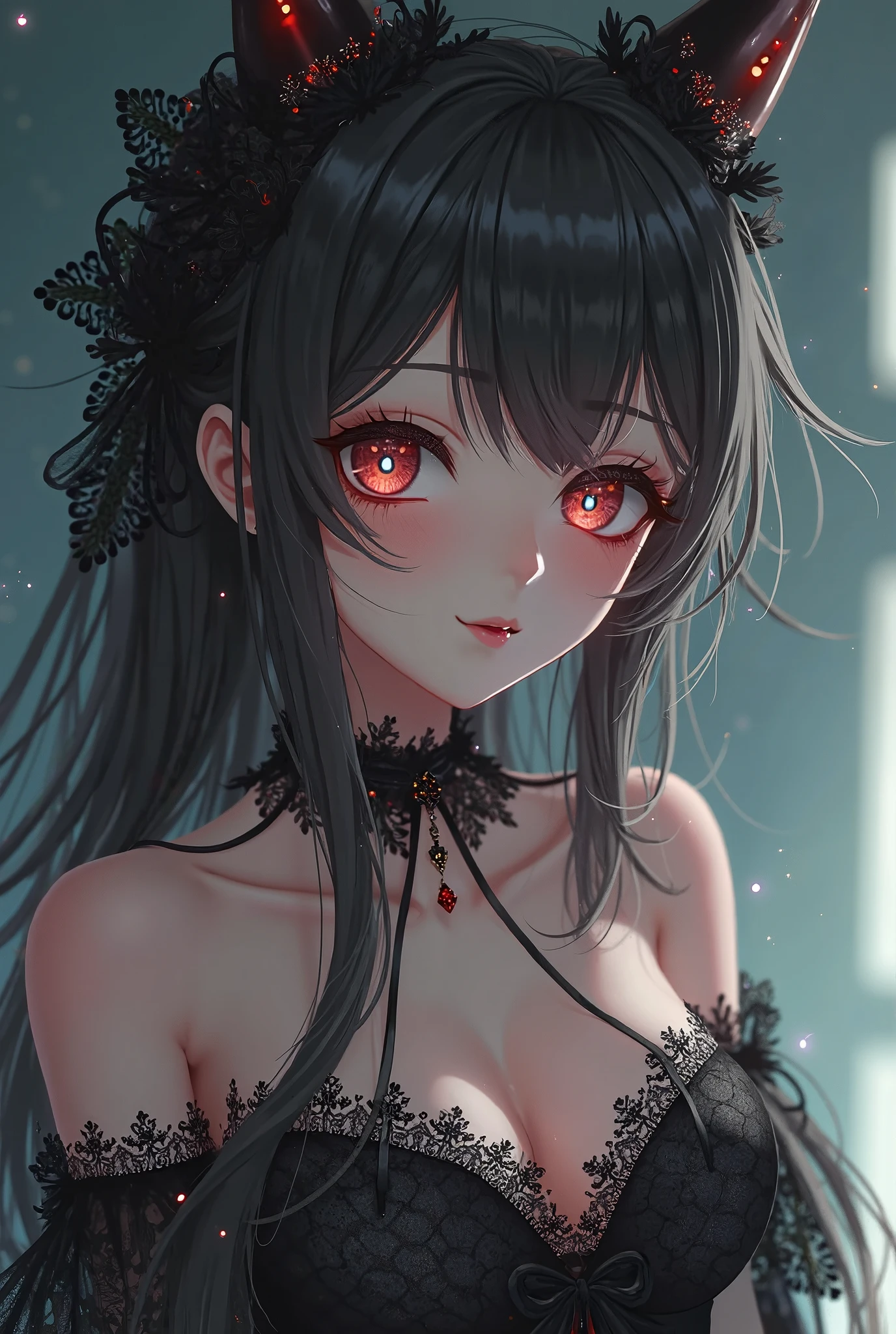 beautiful girl、anime、cute、Healing、Upper Body、、Wavy Hair、
Stylish、Gothicta、Eyeshadow Red