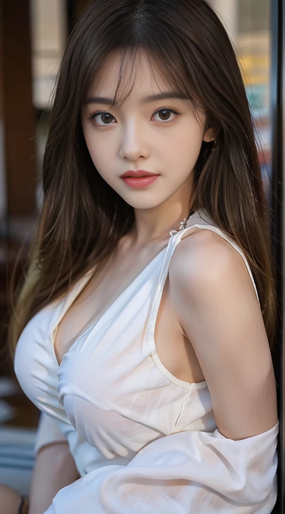 Exquisite,tmasterpiece,beautifuldetails,rich colourful,exquisite detailing,delicate lips,Complicated details,Cleavage is large,1人の女性,(A beautiful 20 year old cute Korean woman:1.1),(K-pop idol,Korean mixed),(50mm sigma f / 1.4 ZEISS lens,f1.4,1/800s,ISO 100,Photo grab:1.1),(Brunette 1.2),(フォトリアリスティック:1.4),(spy:1.2),(On the cheongsam), ear nipple ring, cross necklace, (pretty legs, High girls, being thin, Slim_law, upper legs_the gap, role model: 1.2 ), Photographed, Flare from the front, (very cool expression), hand on the head, Spread your legs 1.2, vaginal thrust, (putting makeup on: 1.2)