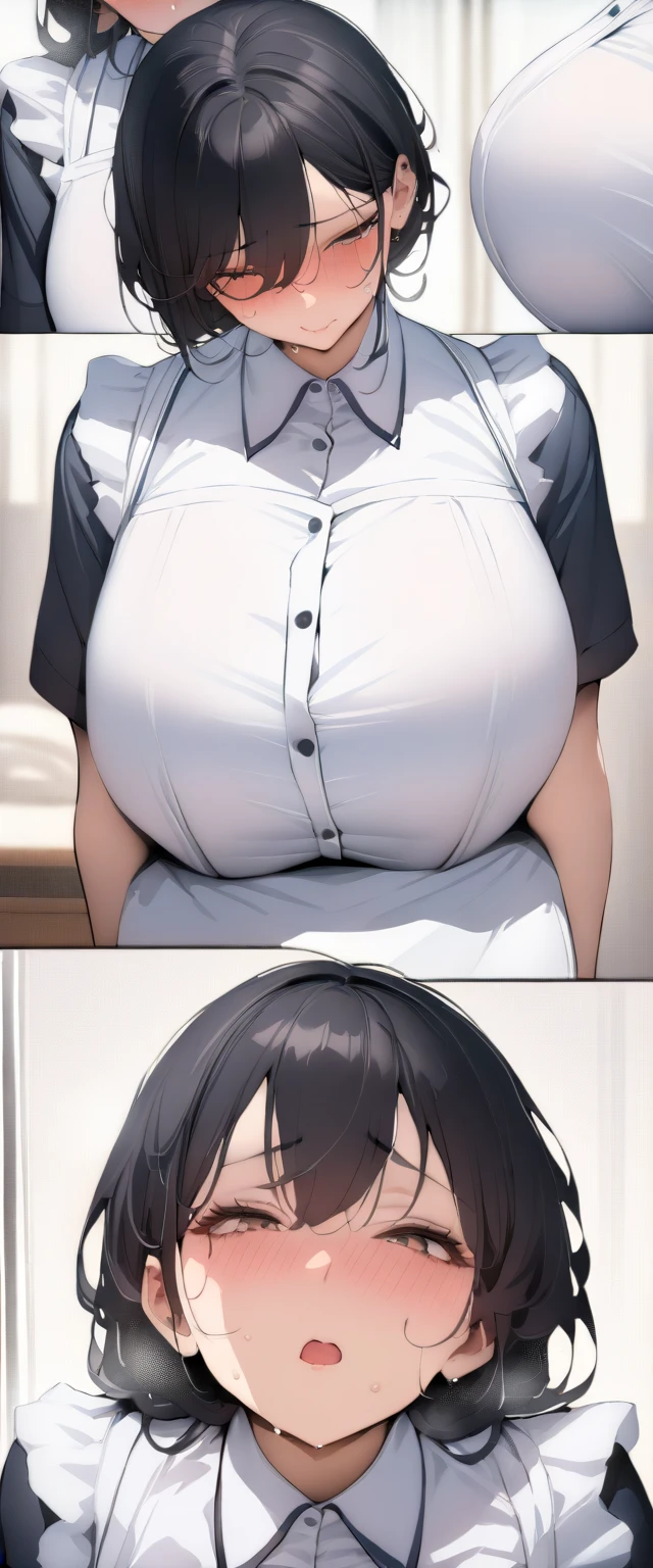 face focus, half body view, wearing , huge breasts, bunny suit, milf, mature hairstyle, waiting for kiss pov