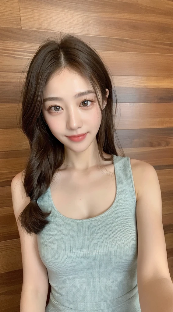 Full Body Angle、((highest quality, 8K, masterpiece: 1.3)), concentrated: 1.2, Cute girl 1,Nipples erect、 Perfect beauty: 1.4,Short sleeve striped off-shoulder t-shirt for women: 1.2,Long sleeve、Randall Color、comics&Text Graphics、Black ruffle-trimmed drawstring zip blouse,1.1, Highly detailed face and skin textures, Fine grain, double eyelid, whitening skin, ,highest quality,Ultra-high resolution,you,1 girl,alone,_Shiny_skin,Iris,necklace,((Brown_length_Wavy_hair)),(lips)),eyelash,Front hair,deal with,compensate,Shiny,pore,skin texture,Large Breasts、smiling face、