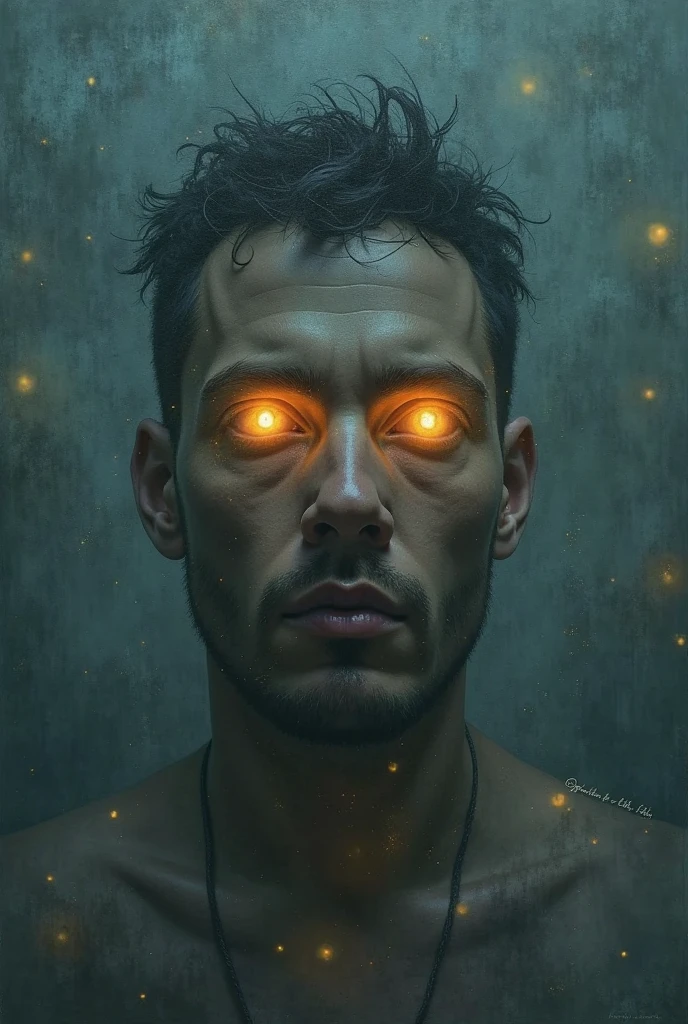 Create a close-up illustration of a male face, carefully divided in half. One side should be shiny, full of light that radiates hope, while the other side must be plunged into deep shadows, symbolizing internal struggle and darkness. The style should be semi-abstract, incorporating textures that evoke cracks and scars on the skin, suggesting emotional damage and the possibility of reconstruction. Use a contrasting color palette to emphasize the duality between light and shadow, and achieve a powerful visual effect that resonates with the complexity of the human being