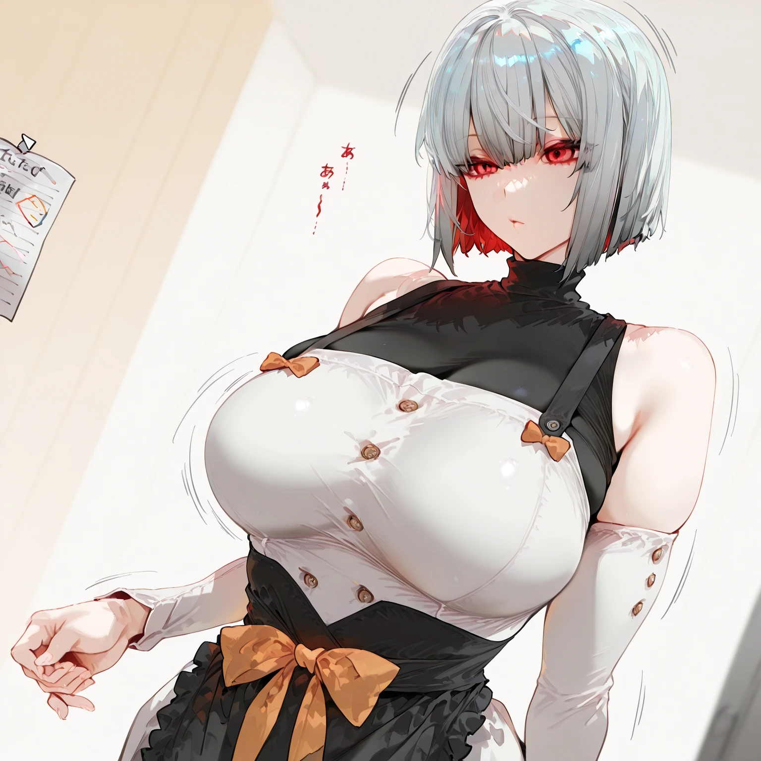 (masterpiece、top-quality:1.4)、(((Insanely detailed anime)))、(HDR:1.5)、(a beauty girl:1.7)、((awesome details), (((perfect anatomia)))、((((extremely delicate and beautiful))))、(Exact shape description)、((thorough and precise))、((Young beautiful cute anime characters))、((ideal ratio body proportions))、(Realistic body:1.2)、((Insanely detailed 1 girl cute anime))、(((Skindentation))、(((insanely detailed eyes))),((Insanely fine body))),((Insanely fine face))),((Insanely fine skin))),((Insanely fine clothes))),((slim)), cowboy shot,, sideboob barbosa, 女の子1人, bridfx, brid_nikke, Unbuttoned sweater, sleeveless, black gloves, Blue short pencil skirt, panthyhose, Black Military Boots, looking at the viewers,((1boy, breasts, paizuri, penis))