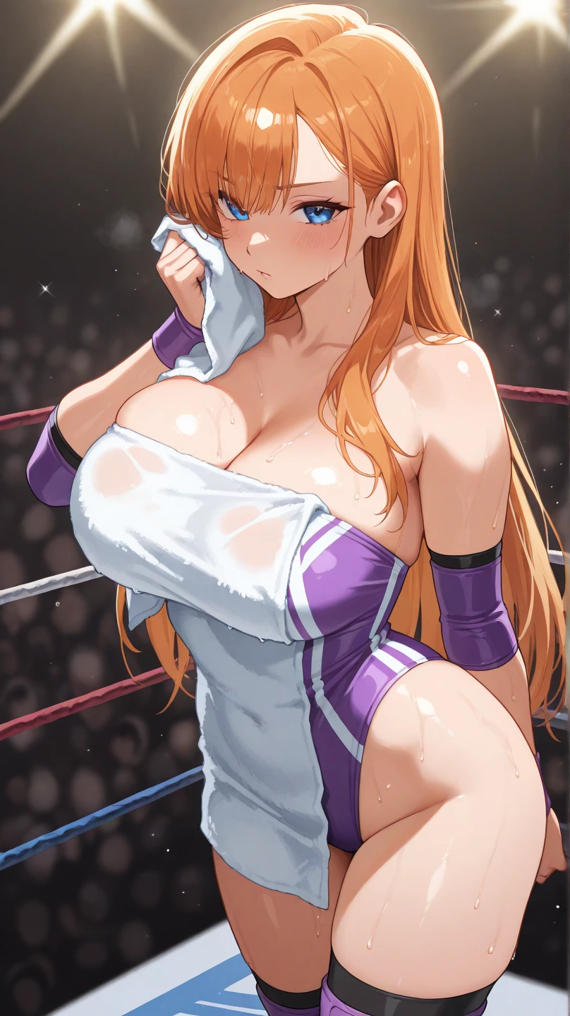 hug, Elegant lady, (upper body only), anime style: 1.8, anime drawing, ultra detailed face, ultra detailed body, 4k, Sumergai Lee Noriega, (standing), best quality, anime style, hires, highest definition, digital blending, bold drawing lines, ((wwe diva), (location: wwe arena, crowds watching), ( slim body, long belly, ( biceps), , off-shoulders, closed fists, (curvy: 2.8)), ((topless, nipples, torn trousers, belt, white gloves, collar, elbow protector)), victorious, winner, gentle, (, , wet body, big breasts, smile), (big eyes, brown eyes), (), (brown hair, loose hair, curly hair, wavy hair, long hair, missy hair), 27 years old,