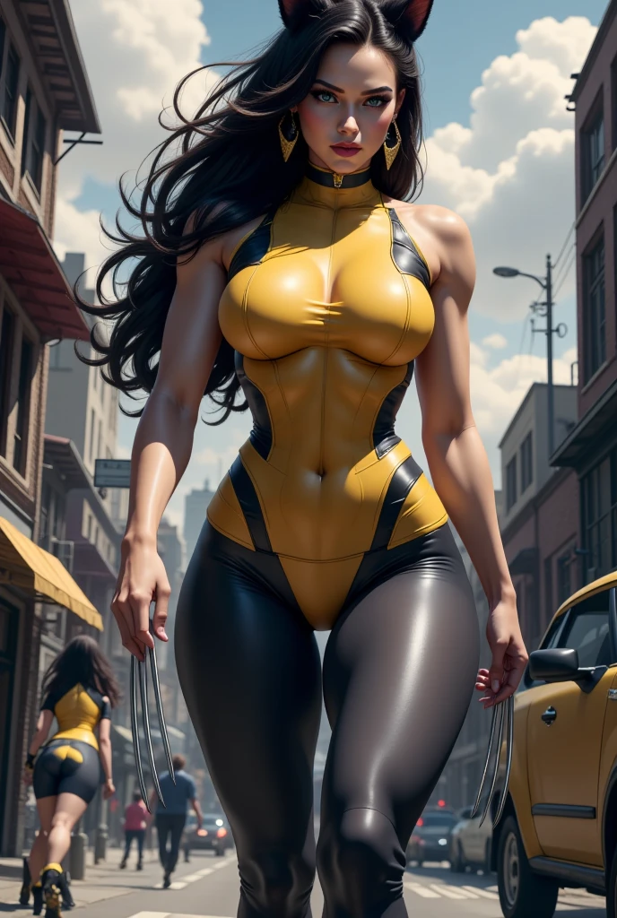 good anatomy, masterpiece, best quality, bokeh, depth of field, highres, high quality, 1girl,
CARTOON_X_MENs_Rogue,ownwaifu,
long hair,breasts,brown hair,green eyes,lipstick,makeup,lips,white hair,two-tone hair,headband,wavy hair,large breasts,messy hair,curly hair,big_hair,
yellow bodysuit,jacket,gloves,belt,yellow gloves,green bodysuit,bodysuit,multicolored bodysuit,superhero, skin tight,multicolored clothes,
