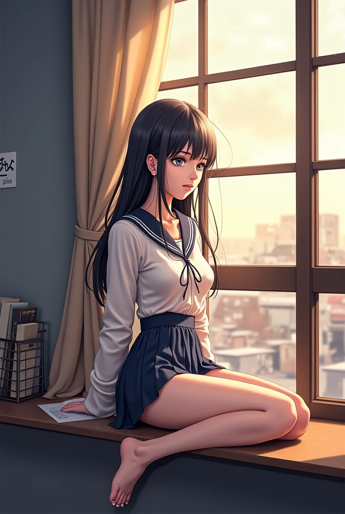 Mitzura Arghezi, Rudolf Koivu, Per Gustavsson, Haruyo Kawashima, Junko Mizuno, Yumiko Igarashi, Surrealism, wonder, strange, bizarre, fantasy, Sci-fi, Japanese anime, deserted square, Mars with a diameter of 3 meters floating on the ground, a beautiful high school girl in a miniskirt sitting at a study table observing Mars, perfect voluminous body, a glass orbital elevator that reaches to the sky in the distant background, detailed masterpiece Zoom in legs spread hyper realistic sharp focus embarrassing shy blushing seducing sweating skin glistening real