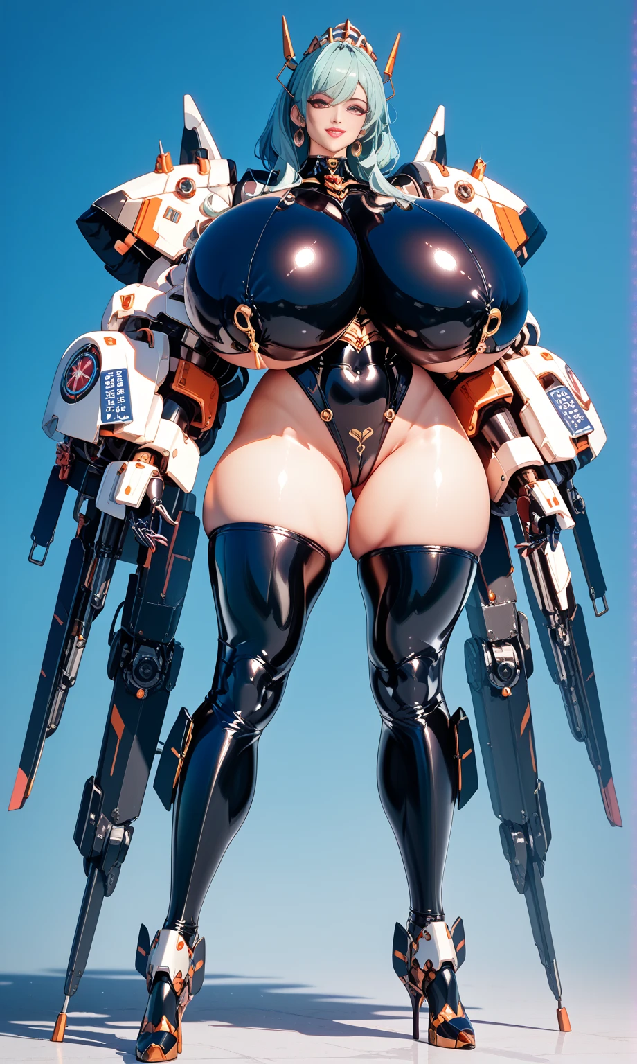 (Masterpiece、,topquality,fbest quality,official arts,Beautiful and indulgent:1.2),(1 girl:1.3),Very Detail,COLORFUL,Supreme detail((is super detailed)),(highly detailed CG illustrations),(Very refined and beautiful)),(Huge robot background)(Stand in front of the machine)(FROM FRONT),(FULLBODY),cinematic light,(((1个机器人女孩)),(angelic),(aura),(solo),(Open legs),(Mechanical joints:1.2),((Mechanical Limbs)),(The blood vessels are connected to the tube),(Mechanical vertebrae attach to the back), ((mechanical cervical spine attached to the neck)), Poker face, (Wires and cables are attached to the neck: 1.2), (Wires and cables are attached to the neck: 1.2), (character focus), (The lower body is integrated with the mechanism),(Camel hooves), (M-legsupsexms),(Lie down),(BDSM)(improvement),(big tits),(tit shake)(a lot of tentacle insertion)(Shock),,(jewel),(Sexual Equipment Man),(乳溝),(Large Tits) (Laser light),(乳頭),(sexy position),Science fiction novels,PhotoRealistic, with a black background, (Blood,,,,,,,,,,,,: 1.5)gigantic tits,Shock,topless,Half Naked,Rub your chest with your hands,Hand touch,Shirtless,Camel hooves,eroticism,Erogenous posture,Sexy clothing,erogenous,Naked,Aesthetics,MasterPiece,best best quality,PhotoRealistic
