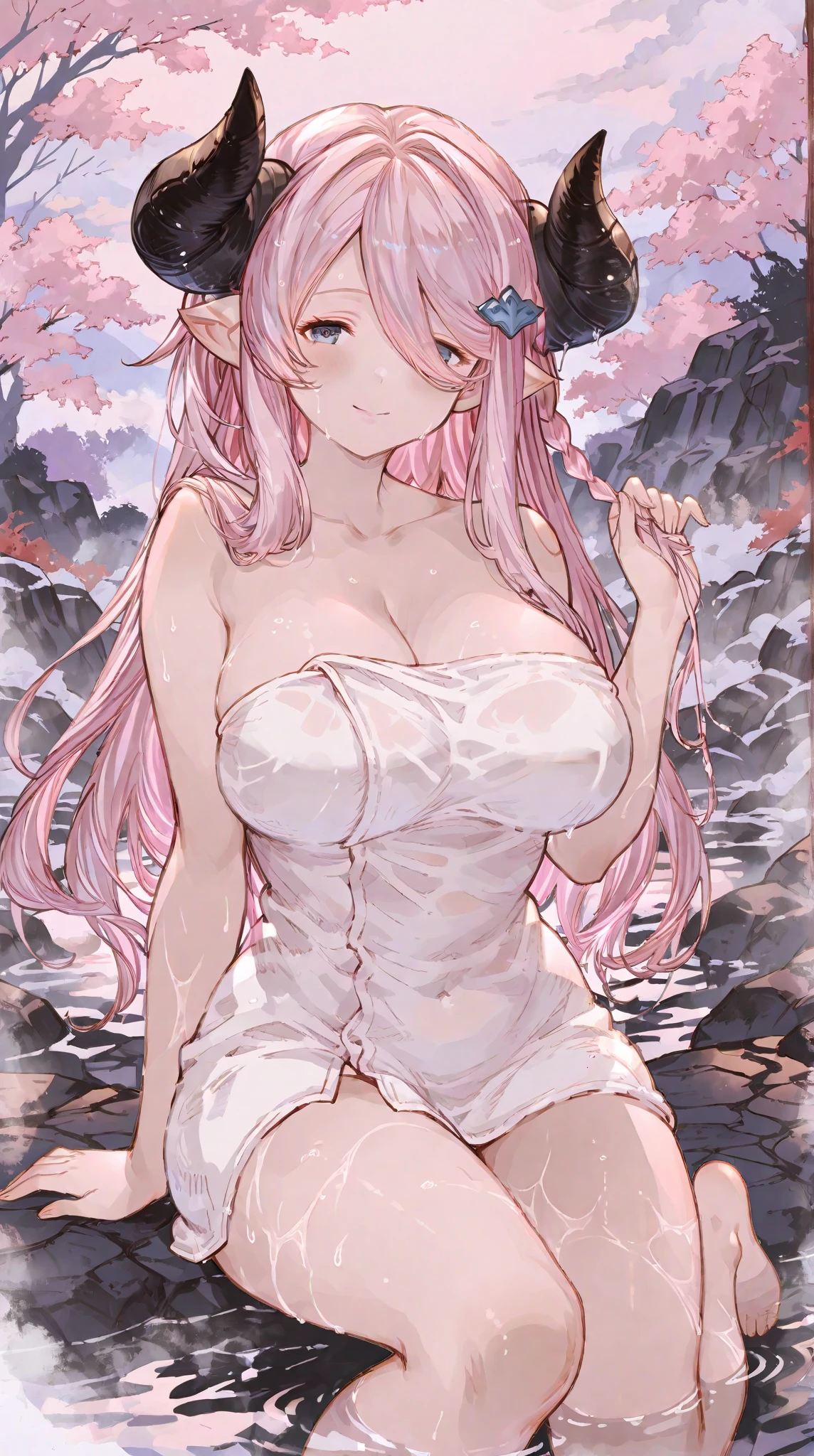 mika_\(blue_archive\), (masterpiece, top quality, best quality, official art, beautiful and aesthetic:1.2), (1girl), extreme detailed,colorful,highest detailed, official art, unity 8k wallpaper, ultra detailed, beautiful and aesthetic, beautiful, masterpiece, best quality, (zentangle, mandala, tangle, entangle) ,holy light,gold foil,gold leaf art,glitter drawing, choker, topless, white skirt, nipples, stomach, mika, halo, sleeveless, bare shoulder, pink hair, white pantyhose, smiling, large breasts