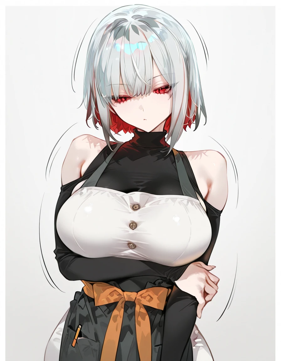 (hair over one eye: 1.3),
(masterpiece), best quality, (((ultra detailed, 8k quality))), expressive eyes, perfect face, perfect anatomy, perfect body, (realistic),
asymmetrical bangs, long twin ponytails, beautiful, (kamisato ayaka|genshin impact, master-piece, bestquality, 1girl oversized breasts, crop top, shorts jeans, bara, crop top, shorts jeans, choker, (Graffiti:1.5), Splash with purple lightning pattern., arm behind back, against wall., Thigh strap, Head tilt, bored, water eyes, huge ass, wide hips, arms at side, photo_background, tiny_mole_on_breasts], red eyes , red eyes, red eyes, 