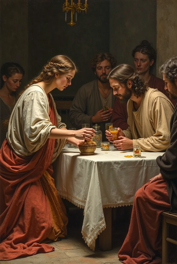 Jacob drinks Esau drinks in the arms of Rebekah and Isaac