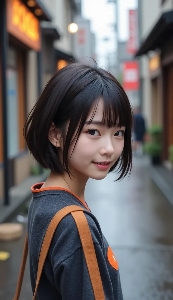 1 girl, Tokyo street, night, cityscape, city lights, upper body, close-up, blouse, smile, (8k, RAW photo, top quality, masterpiece: 1.2), (real, photoreal: 1.37),